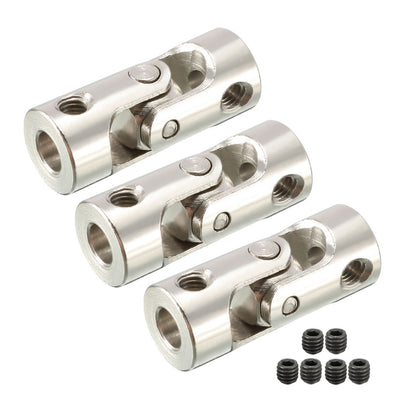 Harfington Uxcell 3pcs 3.175mm to 4mm Inner Dia Rotatable Universal Steering Shaft U Joint Coupler L23XD9