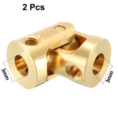 Harfington Uxcell 2pcs 3mm to 3mm Inner Dia Rotatable Universal Steering Shaft U Joint Coupler L13XD7