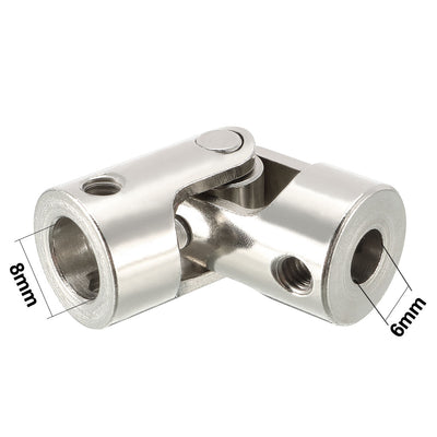 Harfington Uxcell 6mm to 8mm Inner Dia Rotatable Universal Steering Shaft U Joint Coupler L35XD14