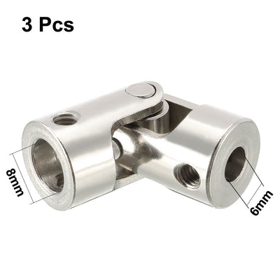Harfington Uxcell 2pcs 6mm to 8mm Inner Dia Rotatable Universal Steering Shaft U Joint Coupler L35XD14