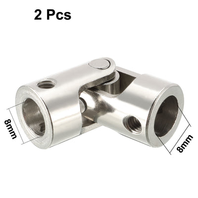 Harfington Uxcell 2pcs 8mm to 8mm Inner Dia Rotatable Universal Steering Shaft U Joint Coupler L35XD14