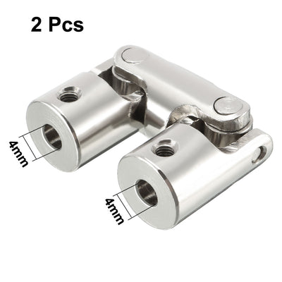 Harfington Uxcell 2pcs 4mm to 4mm Inner Dia 2 Section Rotatable Universal Steering Shaft U Joint Coupler L52XD12