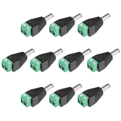 Harfington Uxcell DC Male Connector 5.5x2.1mm Power Jack Adapter 10Pcs for Led Strip CCTV Security Camera Cable Wire Ends