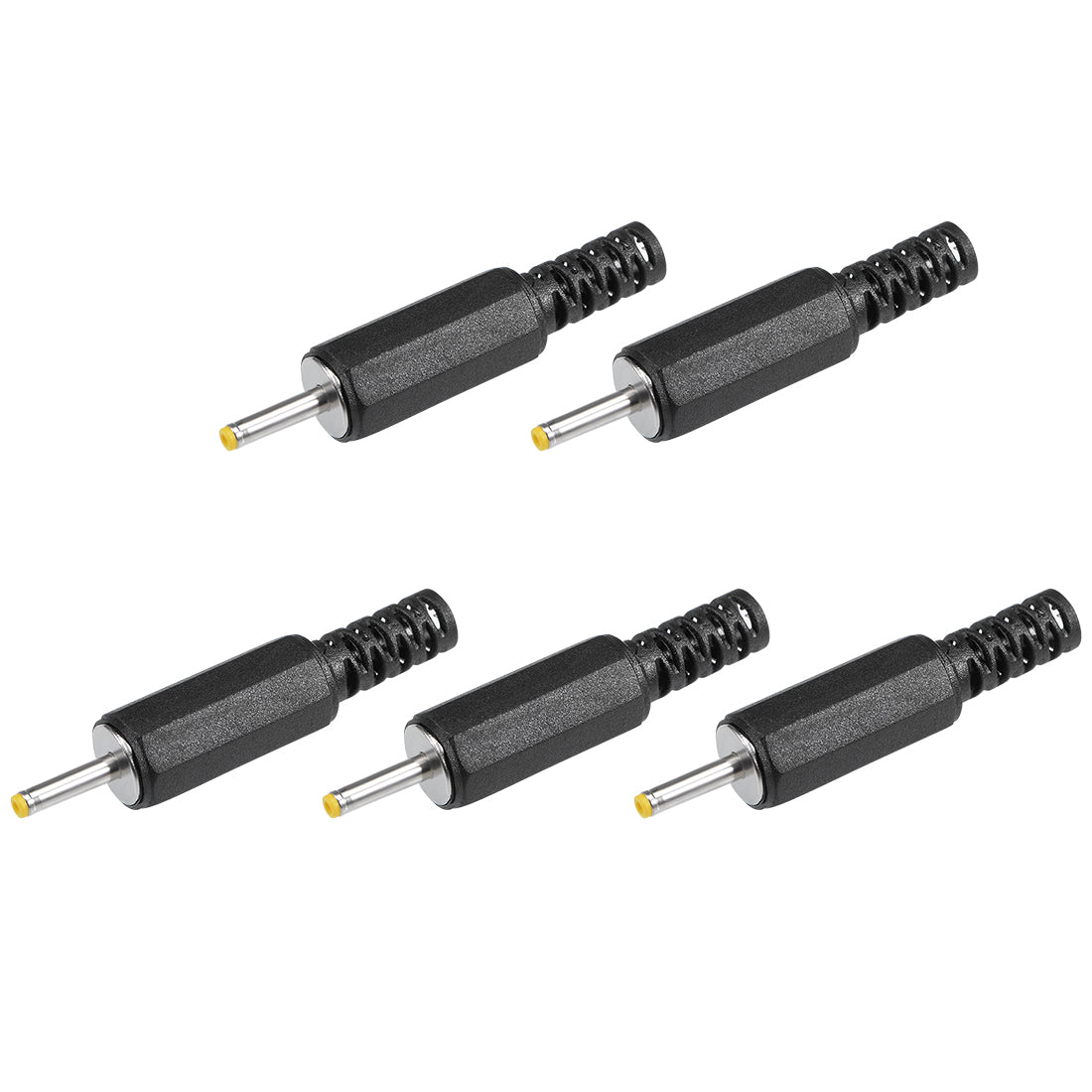 uxcell Uxcell 5Pcs DC Male Connector 2.5mm x 0.7mm Power Cable Jack Adapter Black