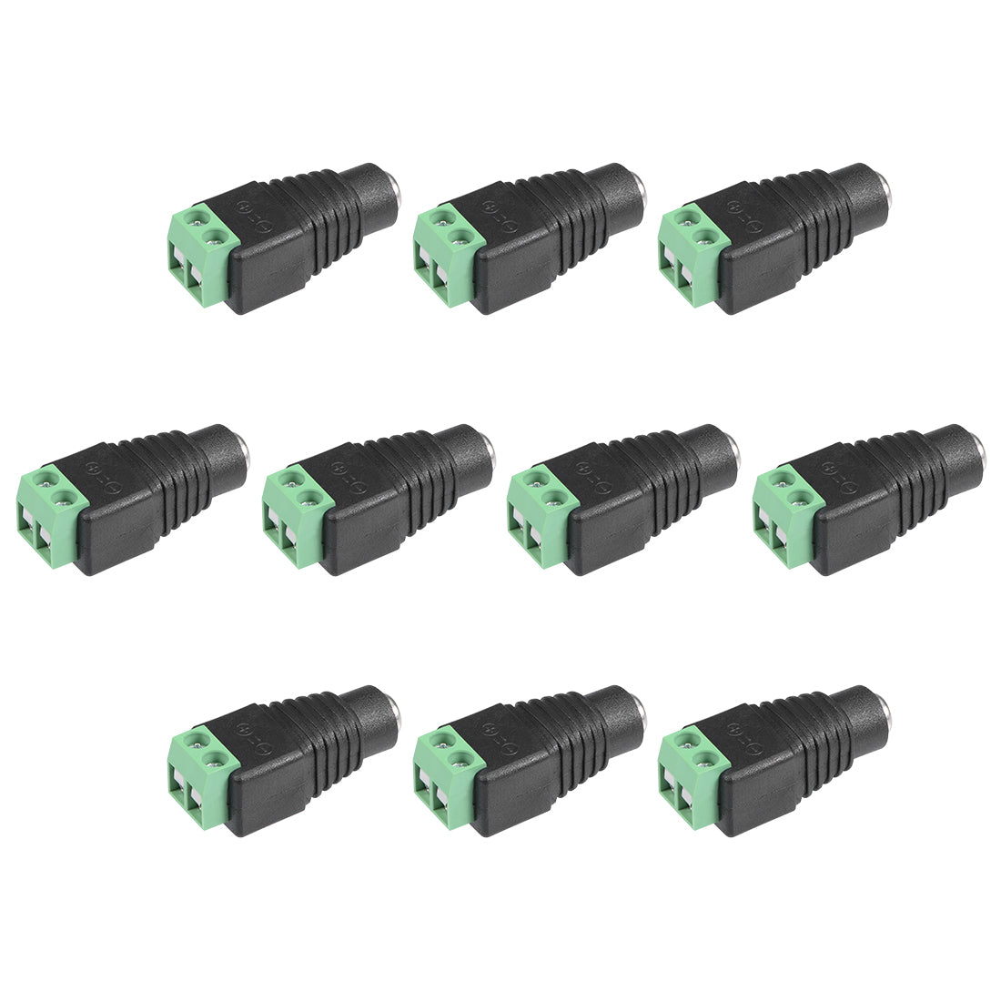 uxcell Uxcell DC Female Connector 5.5x2.1mm Power Jack Adapter 10Pcs for Led Strip CCTV Security Camera Cable Wire Ends