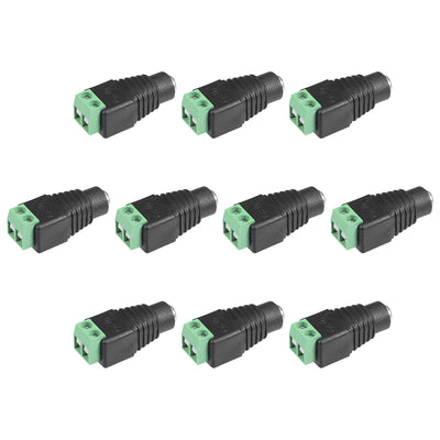Harfington Uxcell DC Female Connector 5.5x2.1mm Power Jack Adapter 10Pcs for Led Strip CCTV Security Camera Cable Wire Ends