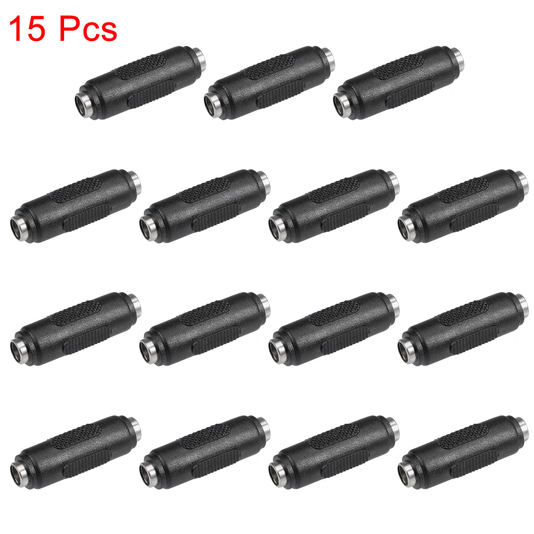 uxcell Uxcell 15Pcs DC Female to Female Connector 5.5mm x 2.1mm Power Cable Jack Adapter Black