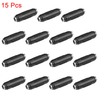 Harfington Uxcell 15Pcs DC Female to Female Connector 5.5mm x 2.1mm Power Cable Jack Adapter Black