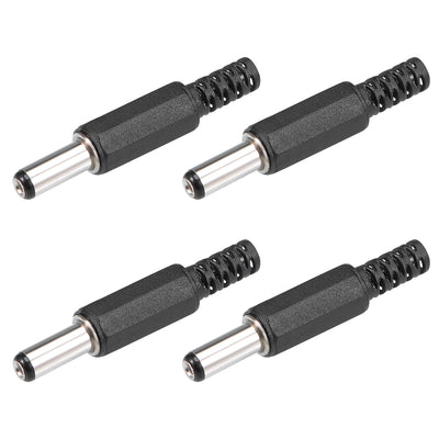 Harfington Uxcell 4Pcs DC Male Connector 5.5mm x 2.5mm x 14mm Power Cable Jack Adapter Black