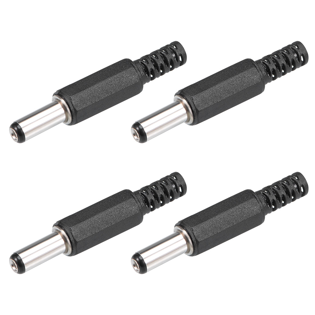 uxcell Uxcell 4Pcs DC Male Connector 5.5mm x 2.5mm x 14mm Power Cable Jack Adapter Black