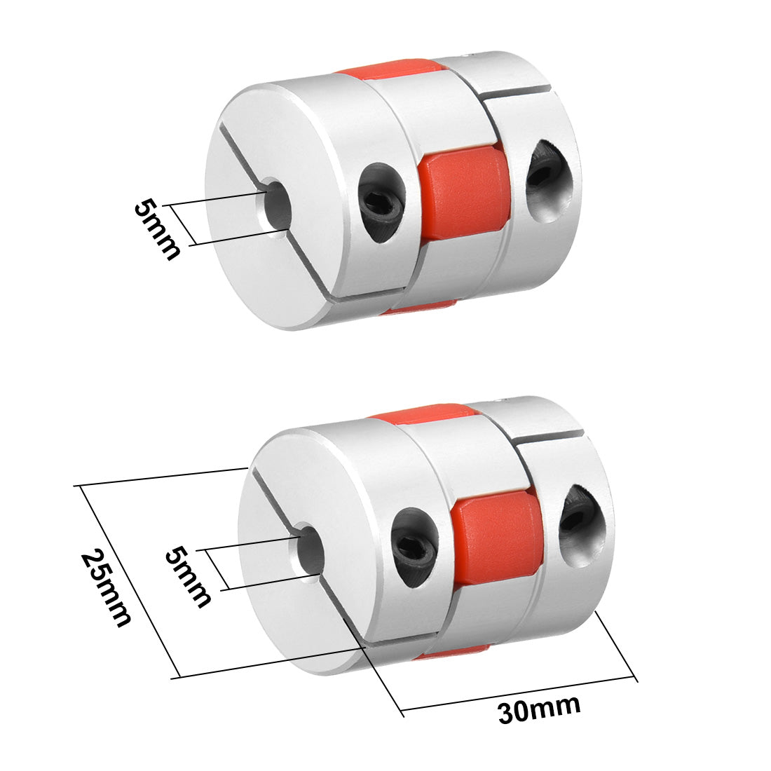uxcell Uxcell Shaft Coupling 5mm to 5mm Bore L30xD25 Flexible Coupler Joint for Servo Stepped Motor