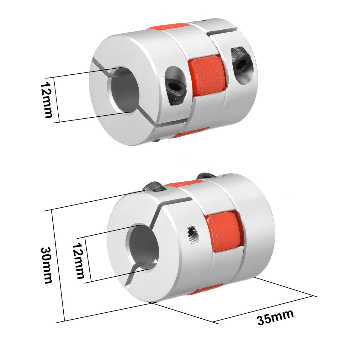 uxcell Uxcell 2pcs Shaft Coupling 12mm to 12mm Bore L35xD30 Flexible  Joint for Servo Stepped Motor