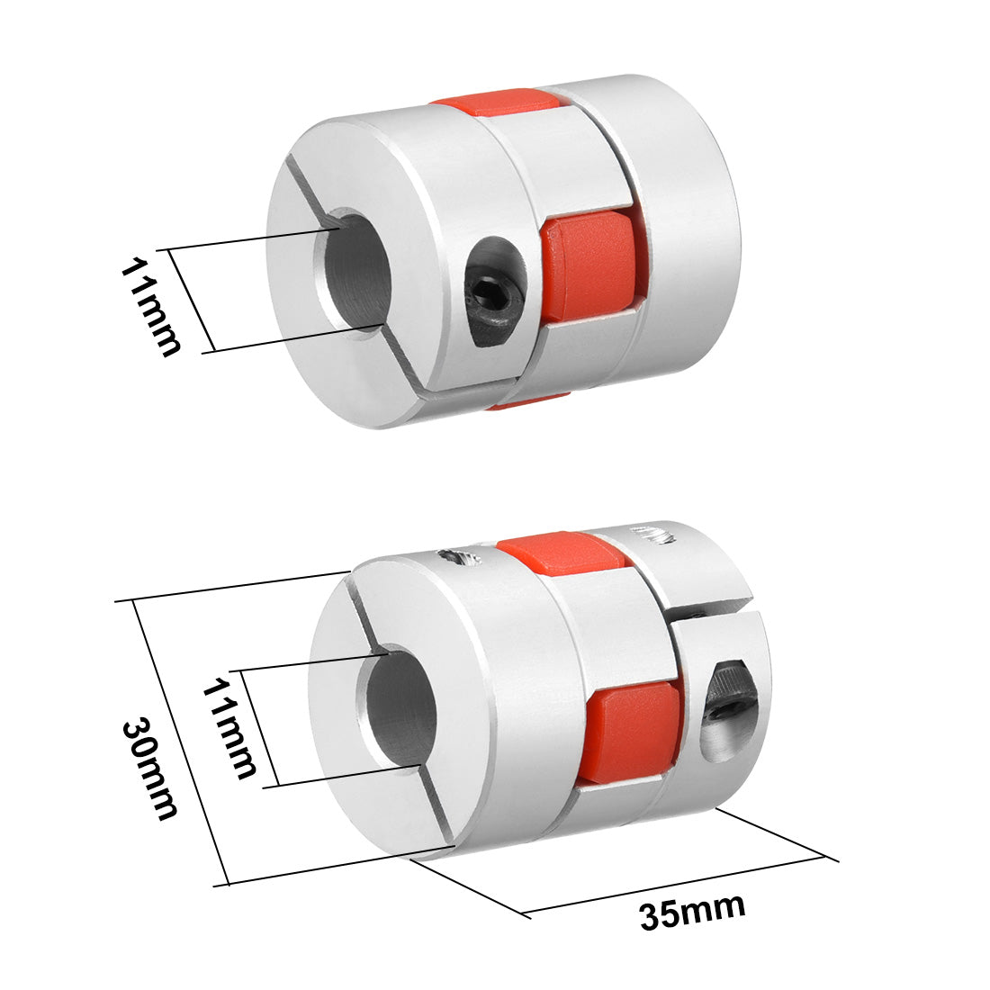 uxcell Uxcell 2pcs Shaft Coupling 11mm to 11mm Bore L35xD30 Flexible  Joint for Servo Stepped Motor