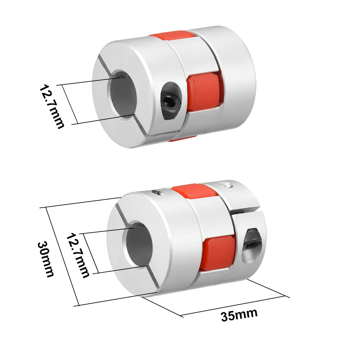 uxcell Uxcell 2pcs Shaft Coupling 12.7mm to 12.7mm Bore L35xD30 Flexible  Joint for Servo Stepped Motor