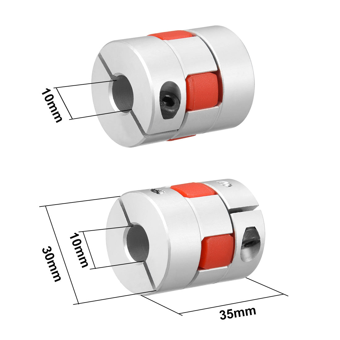 uxcell Uxcell 2pcs Shaft Coupling 10mm to 10mm Bore L35xD30 Flexible  Joint for Servo Stepped Motor