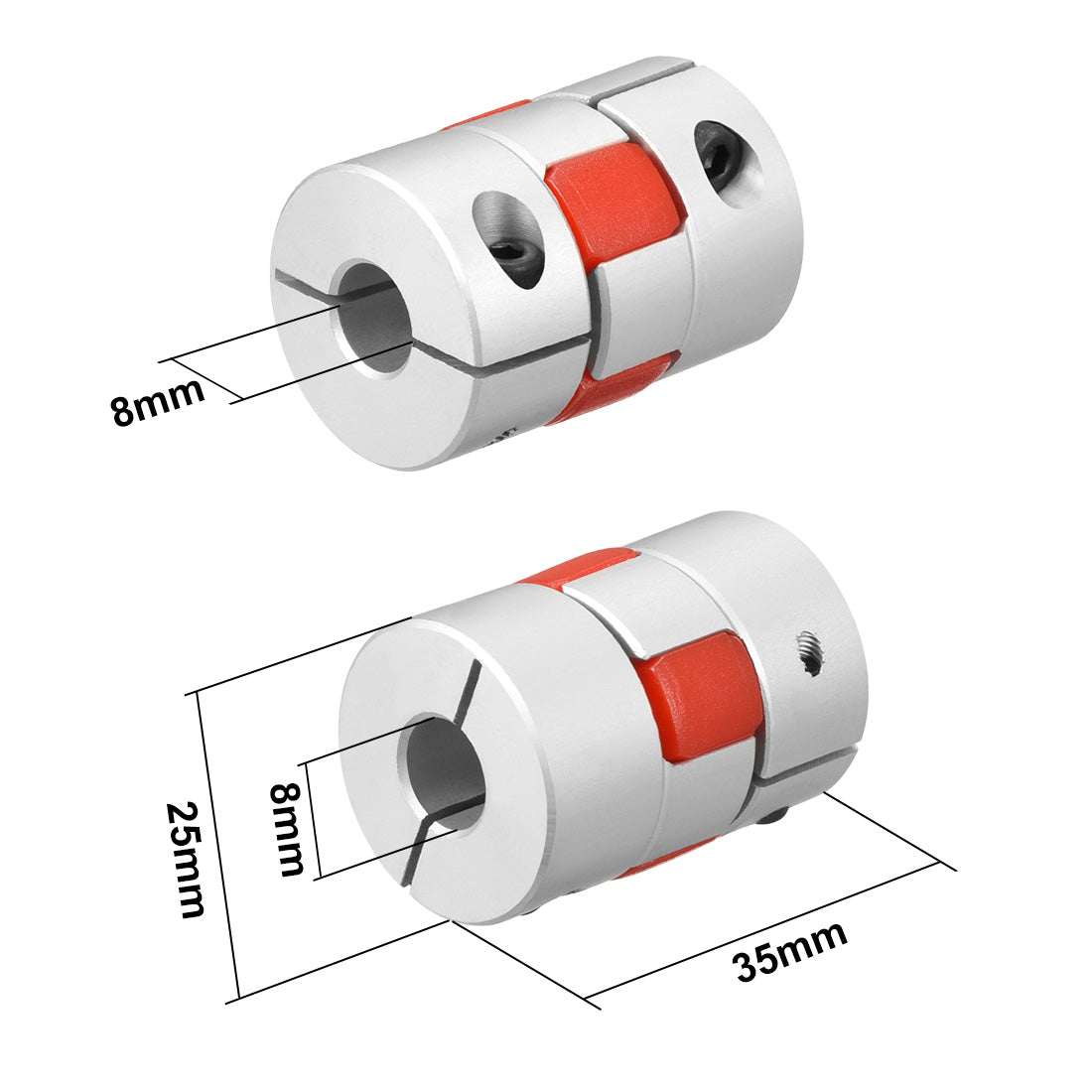 uxcell Uxcell 2pcs Shaft Coupling 8mm to 8mm Bore L35xD25 Flexible  Joint for Servo Stepped Motor