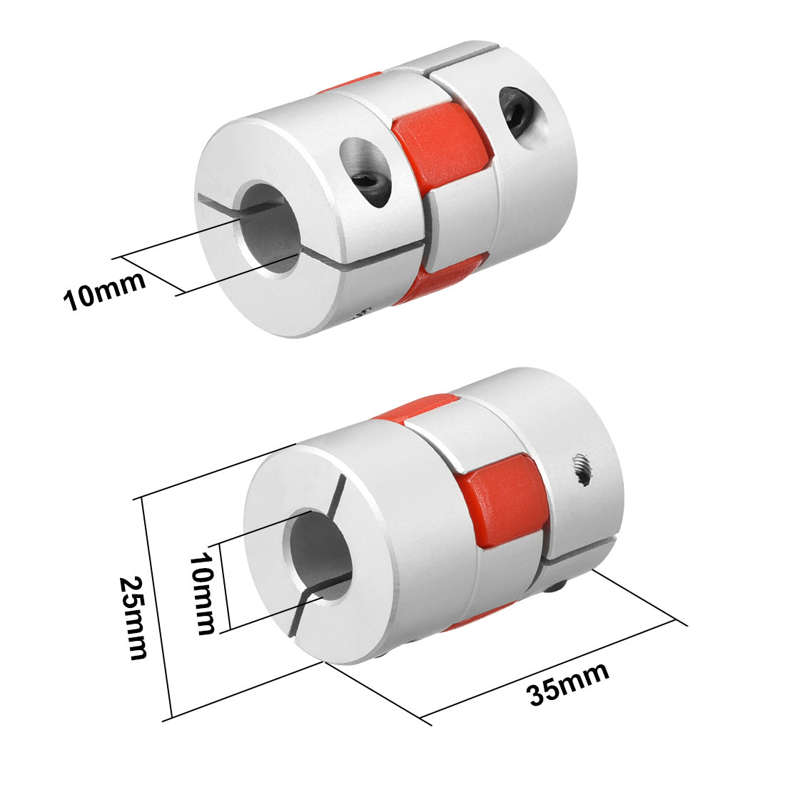 uxcell Uxcell 2pcs Shaft Coupling 10mm to 10mm Bore L35xD25 Flexible  Joint for Servo Stepped Motor