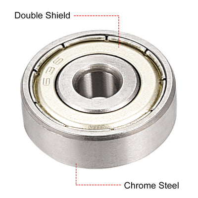 Harfington Uxcell Deep Groove Ball Bearings  Metric Double Shielded Chrome Steel P0 Z2