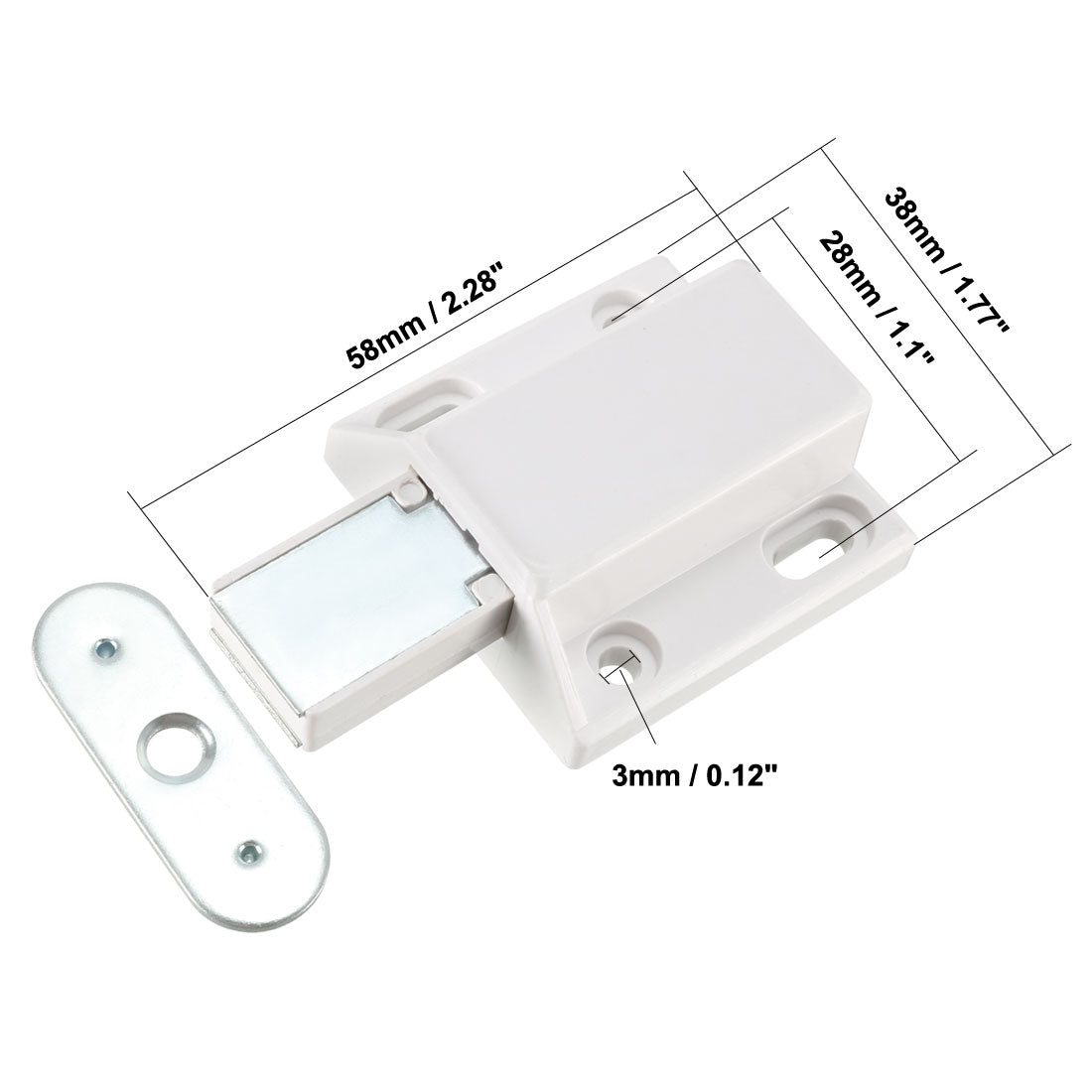 uxcell Uxcell 5-8mm Glass Door Magnetic Touch Catch Latch Closure Plastic White with Clamp Set