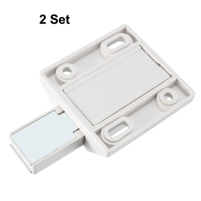 Harfington Uxcell 5-8mm Glass Door Magnetic Touch Catch Latch Closure Plastic White with Clamp 2 Set