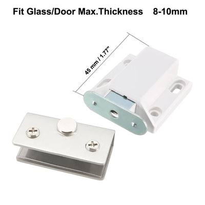 Harfington Uxcell 8-10mm Glass Door Magnetic Touch Catch Latch Closure Plastic White with Clamp Set