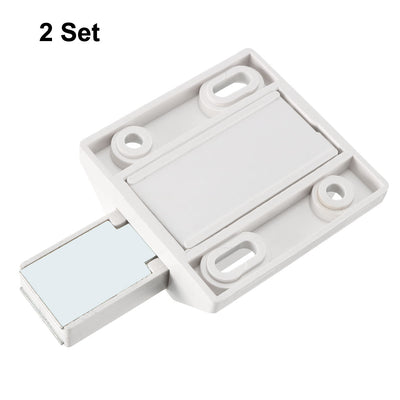 Harfington Uxcell 8-10mm Glass Door Magnetic Touch Catch Latch Closure Plastic White with Clamp 2 Set