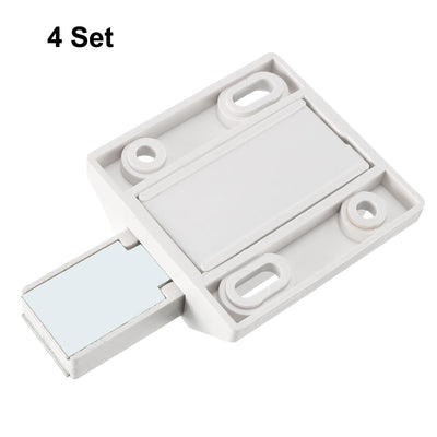 Harfington Uxcell 8-10mm Glass Door Magnetic Touch Catch Latch Closure Plastic White with Clamp 4 Set