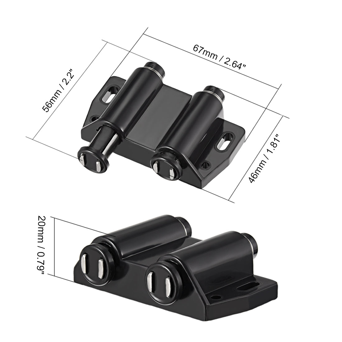 uxcell Uxcell Double Magnetic Touch Catch Latch Plastic PE Black for Cabinet Door Shutter