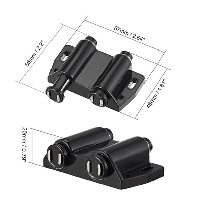 Harfington Uxcell Double Magnetic Touch Catch Latch Plastic PE Black for Cabinet Door Shutter