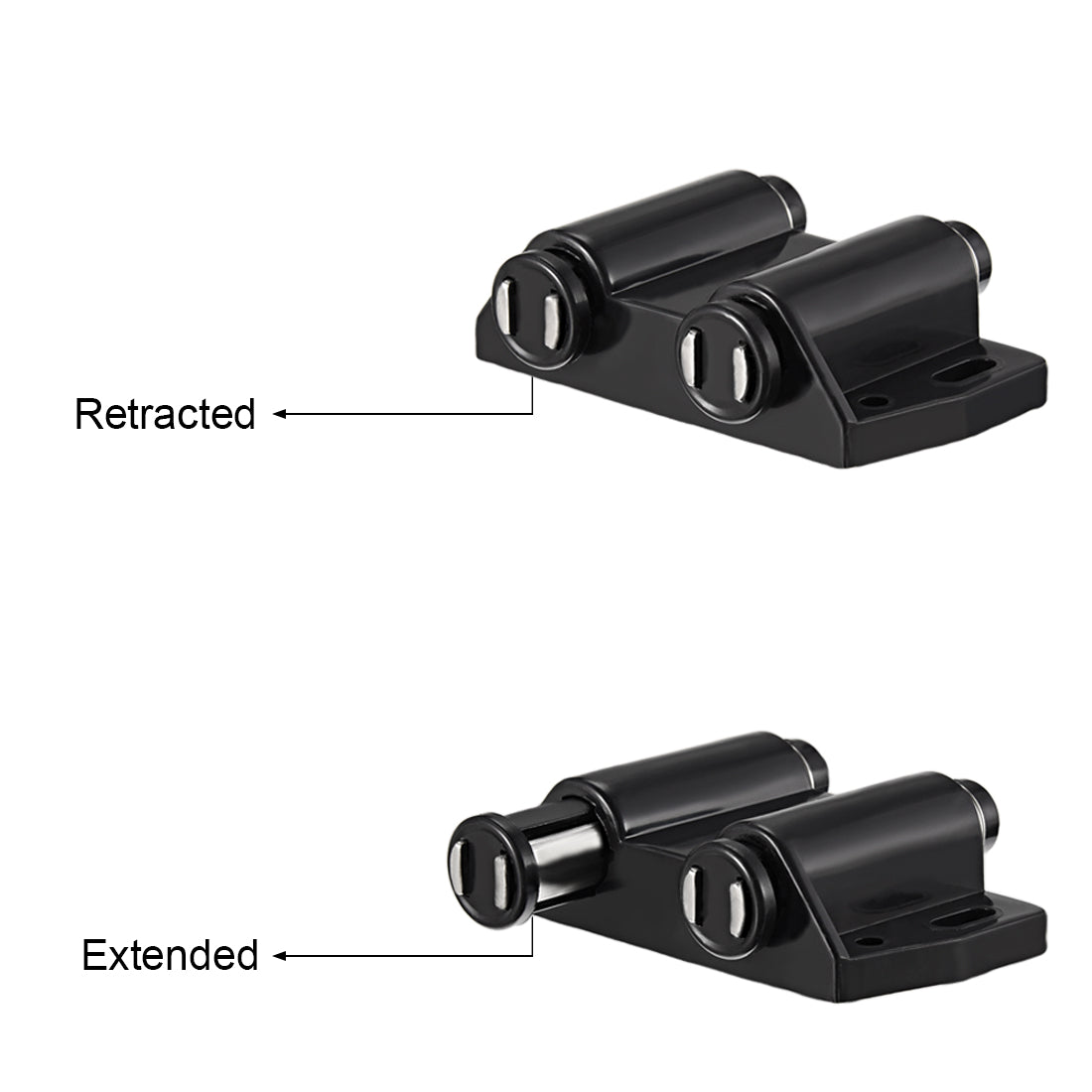 uxcell Uxcell Double Magnetic Touch Catch Latch Plastic PE Black for Cabinet Door Shutter 2Pcs