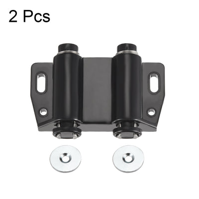 Harfington Uxcell Double Magnetic Touch Catch Latch Plastic PE Black for Cabinet Door Shutter 2Pcs