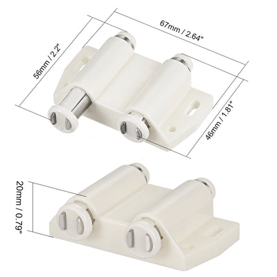 Harfington Uxcell Double Magnetic Touch Catch Latch Plastic PE White for Cabinet Door Shutter