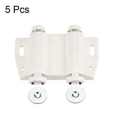 Harfington Uxcell Double Magnetic Touch Catch Latch Plastic PE White for Cabinet Door Shutter 5Pcs