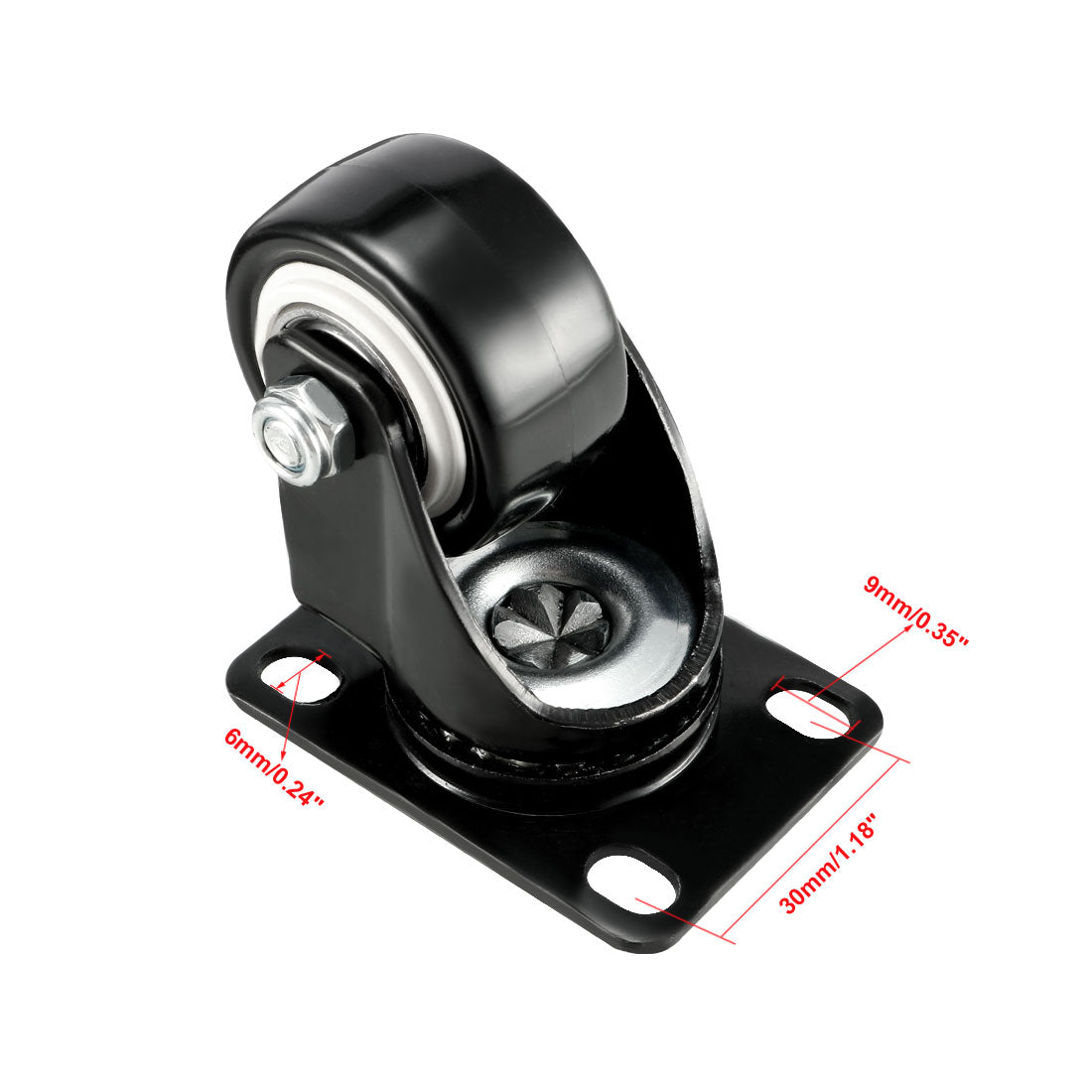 uxcell Uxcell Swivel Fixed Casters 1.5 Inch PU Top Plate Mounted Caster Wheels, 110lb Capacity Each, 4 Pcs (2 Pcs Swivel, 2 Pcs Fixed)