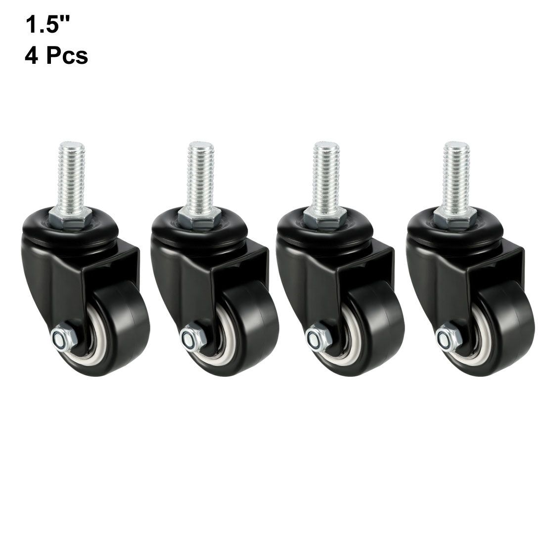 Uxcell Uxcell Swivel Casters 1.5 Inch PU M10 x 25mm Threaded Stem Swivel Caster Wheels 110lb Capacity Each , 4 Pcs