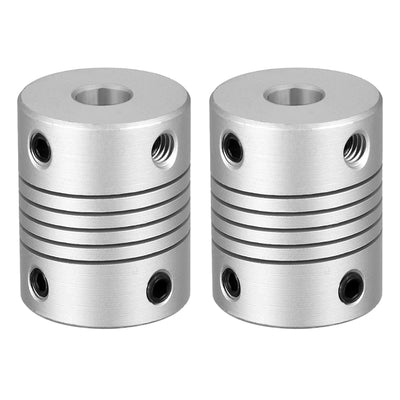 Harfington Uxcell 2pcs 5mm to 6mm Aluminum Alloy Shaft Coupling Flexible Coupler Motor Connector Joint L25xD19 Silver