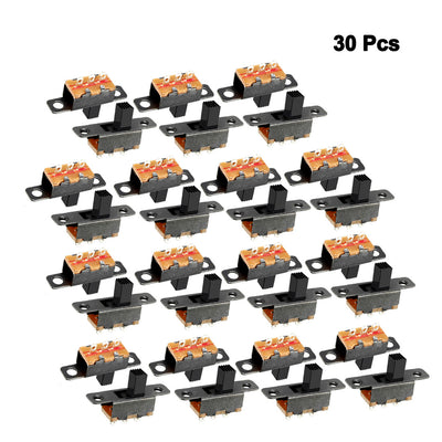Harfington Uxcell 30Pcs 5mm Vertical Slide Switch SPDT 3 Terminals PCB Panel Latching