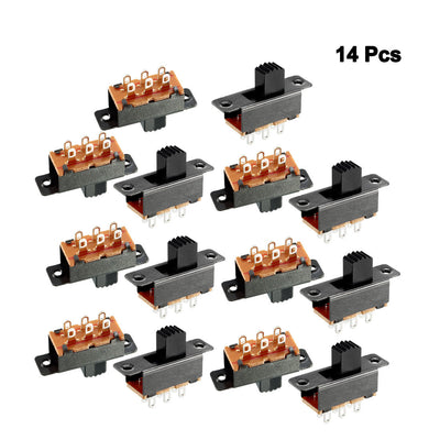 Harfington Uxcell 14Pcs 5mm Vertical Slide Switch DPDT 6 Terminals PCB Panel Latching