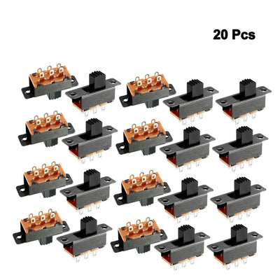 Harfington Uxcell 20Pcs 5mm Vertical Slide Switch DPDT 6 Terminals PCB Panel Latching