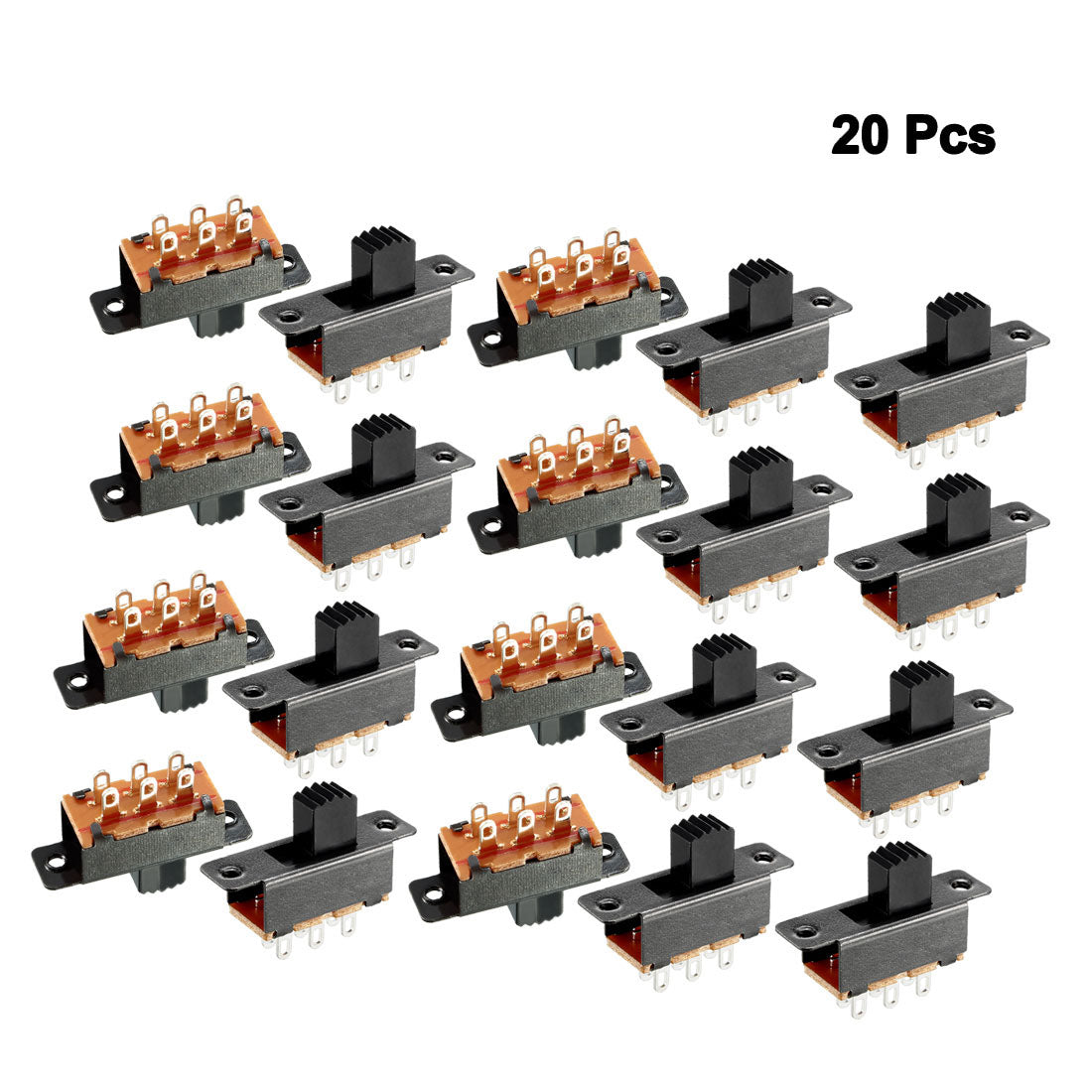 uxcell Uxcell 20Pcs 6mm Vertical Slide Switch DPDT 6 Terminals PCB Panel Latching
