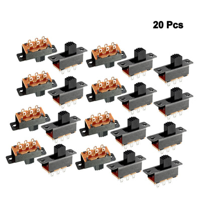 Harfington Uxcell 20Pcs 6mm Vertical Slide Switch DPDT 6 Terminals PCB Panel Latching