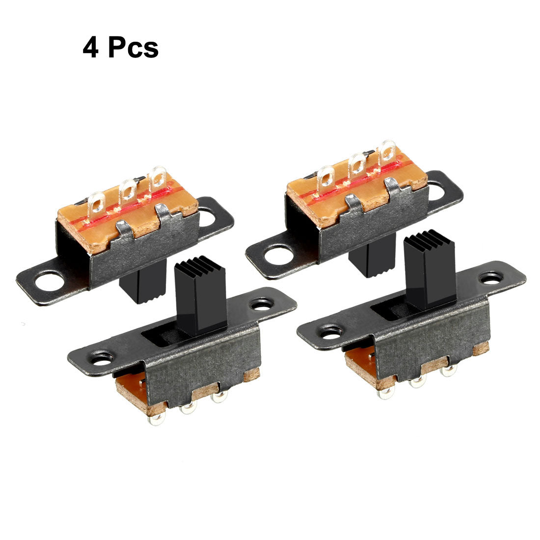 uxcell Uxcell 4Pcs 3mm Vertical Slide Switch SPDT 3 Terminals PCB Panel Latching