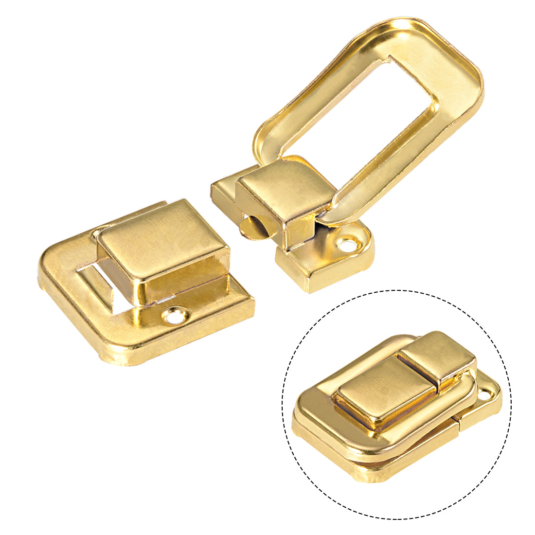 uxcell Uxcell Toggle Latch, 48mm Retro Style Golden Decorative Hasp Jewelry Box Catch w Screws 5 pcs