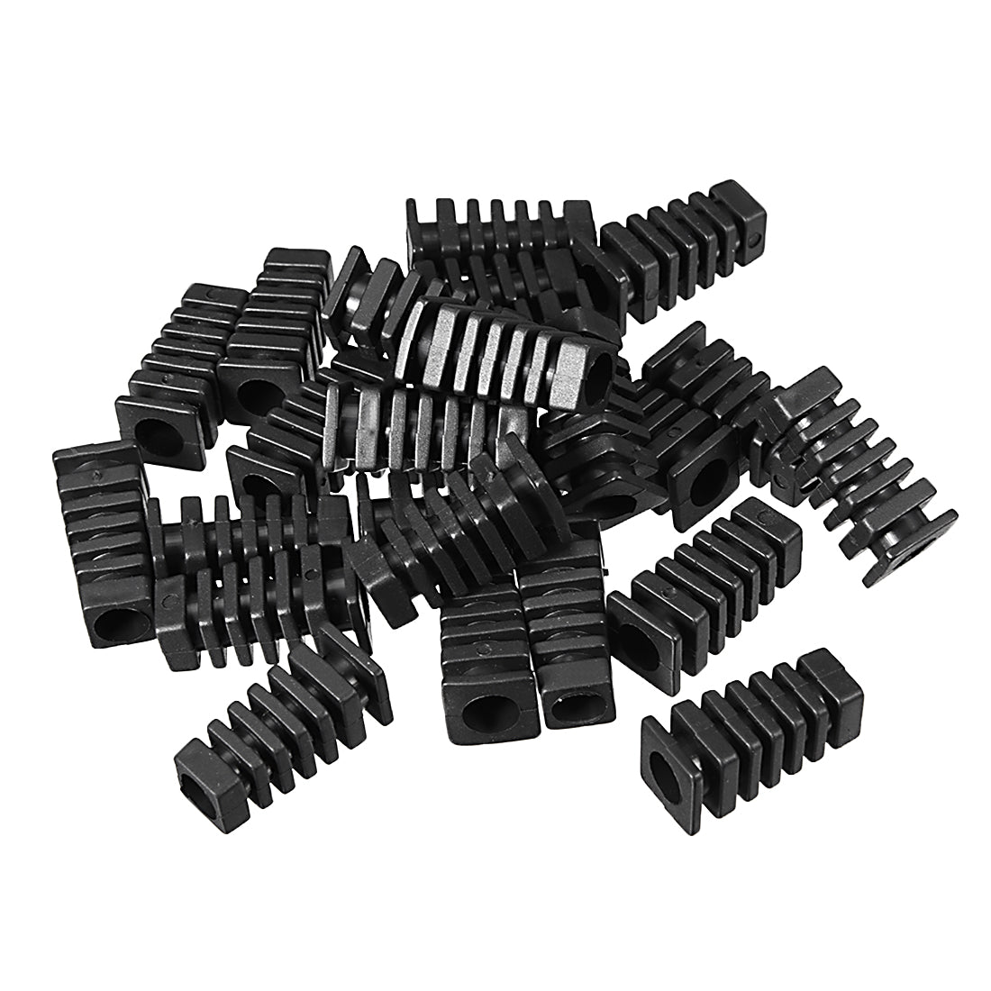 uxcell Uxcell 25Pcs 7mm Inner Dia PVC Square Strain Relief Cord Boot Protector Sleeve Power Tool Hose Black