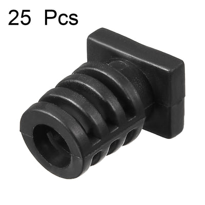 Harfington Uxcell 25Pcs 6mm Inner Dia PVC Square Strain Relief Cord Boot Protector Sleeve Power Tool Hose Black
