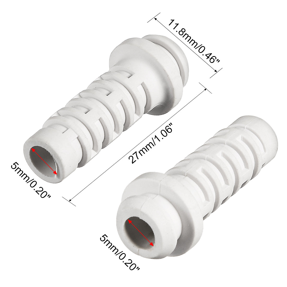 uxcell Uxcell 10pcs 5mm Inner Dia PVC Strain Relief Cord Boot Protector Power Tool Hose White