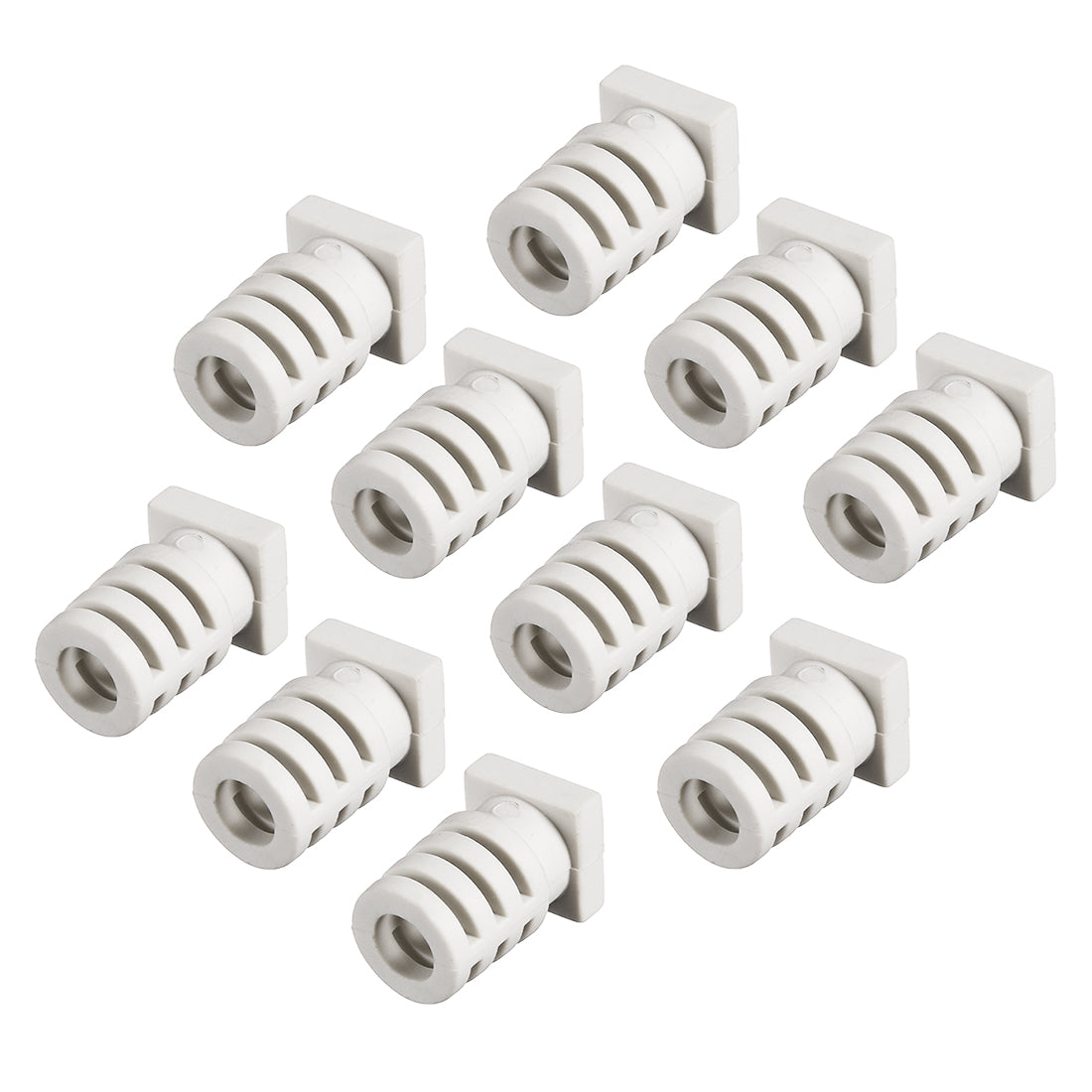 uxcell Uxcell 10Pcs 5mm Inner Dia PVC Square Strain Relief Cord Boot Protector Sleeve Power Tool Hose Light Grey