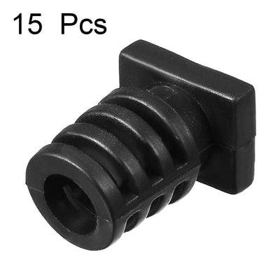 Harfington Uxcell 15Pcs 6mm Inner Dia PVC Square Strain Relief Cord Boot Protector Sleeve Power Tool Hose Black