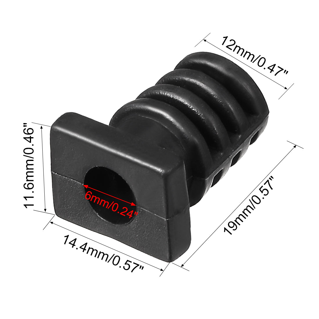 uxcell Uxcell 15Pcs 6mm Inner Dia PVC Square Strain Relief Cord Boot Protector Sleeve Power Tool Hose Black