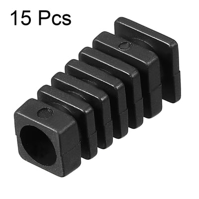 Harfington Uxcell 15Pcs 7mm Inner Dia PVC Square Strain Relief Cord Boot Protector Sleeve Power Tool Hose Black